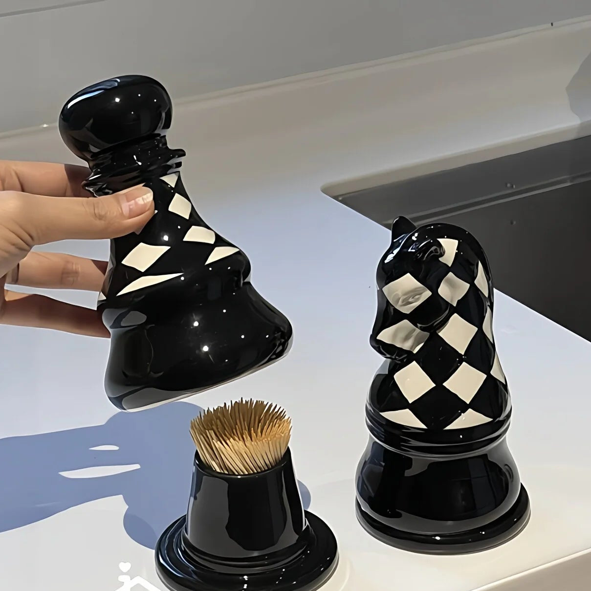 Ceramic Chess Piece Toothpick Holder - Luxury Desktop Decor 4
