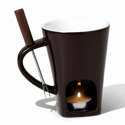Ceramic Fondue Set Candle Heated Chocolate Cheese Dessert Pot 0