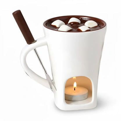 Ceramic Fondue Set Candle Heated Chocolate Cheese Dessert Pot 2