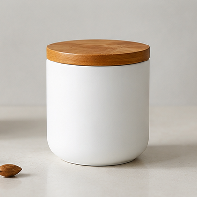 Ceramic Food Storage Jar with Airtight Sealed Bamboo Lid Food Container Can Be Used for Tea, Coffee, Spices, Etc
