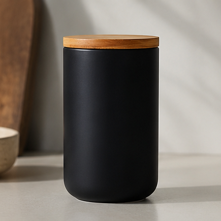 Ceramic Food Storage Jar with Airtight Sealed Bamboo Lid Food Container Can Be Used for Tea, Coffee, Spices, Etc