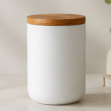 Ceramic Food Storage Jar with Airtight Sealed Bamboo Lid Food Container Can Be Used for Tea, Coffee, Spices, Etc