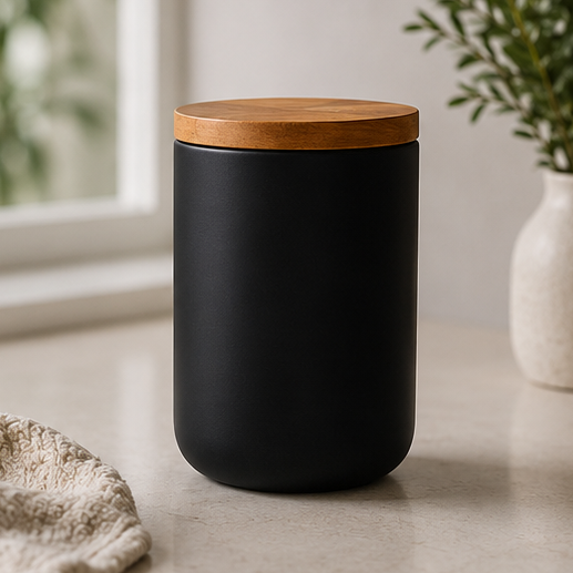 Ceramic Food Storage Jar with Airtight Sealed Bamboo Lid Food Container Can Be Used for Tea, Coffee, Spices, Etc