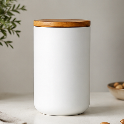 Ceramic Food Storage Jar with Airtight Sealed Bamboo Lid Food Container Can Be Used for Tea, Coffee, Spices, Etc