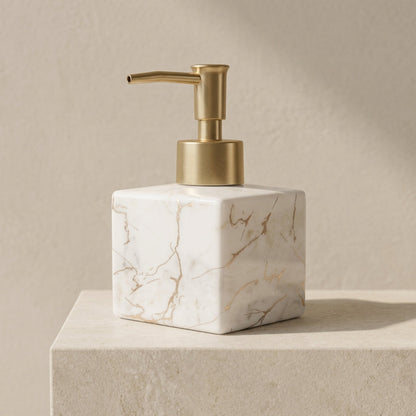 Ceramic Soap Dispenser Marble Finish Gold Pump Countertop 1