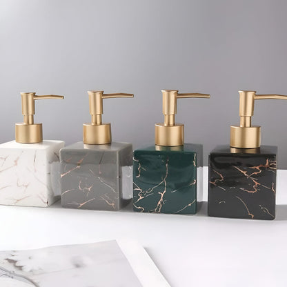 Ceramic Soap Dispenser Marble Finish Gold Pump Countertop 4