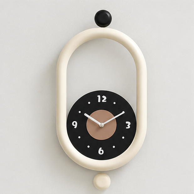 Novara Modern Silent Pendulum Wall Clock-Oval Decorative Timepiece