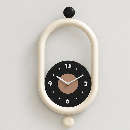 Novara Modern Silent Pendulum Wall Clock-Oval Decorative Timepiece