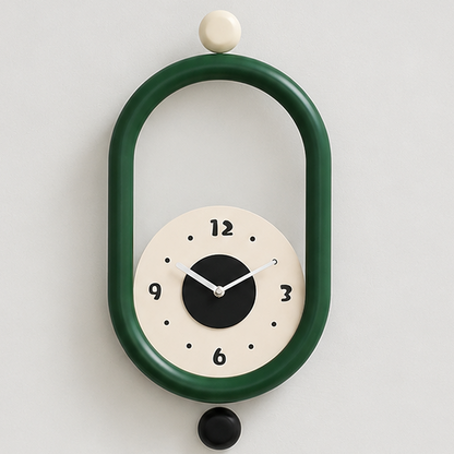 Novara Modern Silent Pendulum Wall Clock-Oval Decorative Timepiece