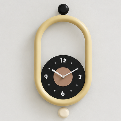 Novara Modern Silent Pendulum Wall Clock-Oval Decorative Timepiece