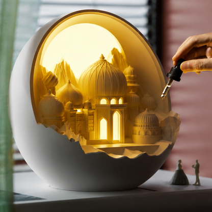 Royeva Illuminated Castle Diffuser Lamp-Rechargeable LED Light & Essential Oil Aroma Diffuser