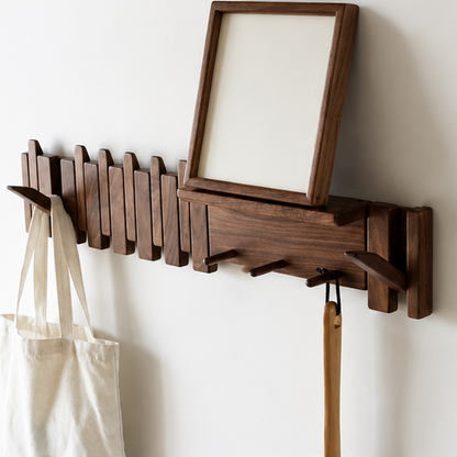 Royora Solid Wood Wall Mounted Coat Rack with Shelf & 4 Hooks for Entryway Organization