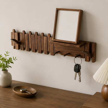 Royora Solid Wood Wall Mounted Coat Rack with Shelf & 4 Hooks for Entryway Organization