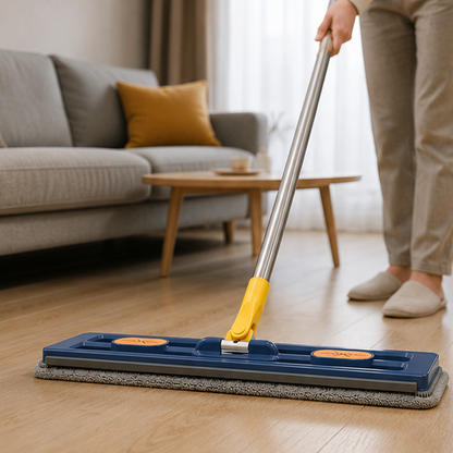 Royeva Flexible Flat Mop with Self-Wringing System & Microfiber Pads for Cleaning