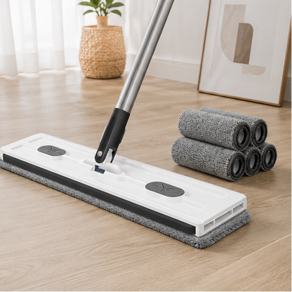 Royeva Flexible Flat Mop with Self-Wringing System & Microfiber Pads for Cleaning