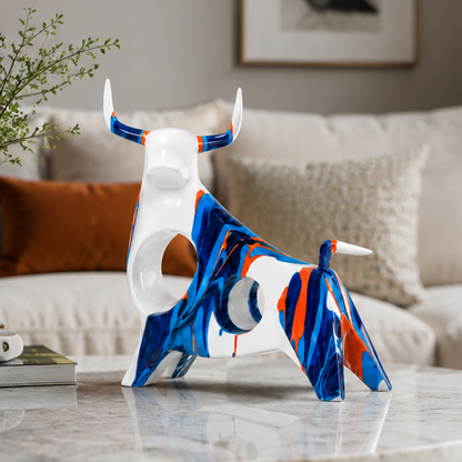 Eloria Modern Abstract Bull Sculpture Resin Art Figurine Home Office Decor Gift