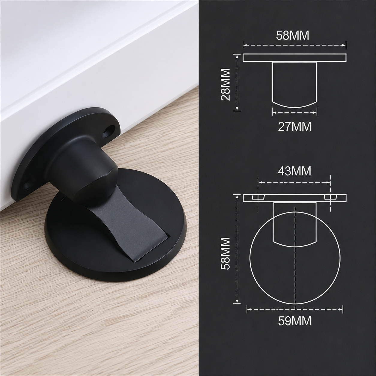 Royora Magnetic Door Stop Stainless Steel Floor Mount Silver Rustproof Holder