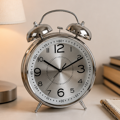 Royelle Retro Twin Bell Alarm Clock-Loud Analog Clock for Bedroom