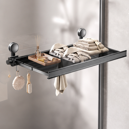 Novara Wall Mount Folding Shelf for Bathroom or Balcony - Sturdy Metal Design
