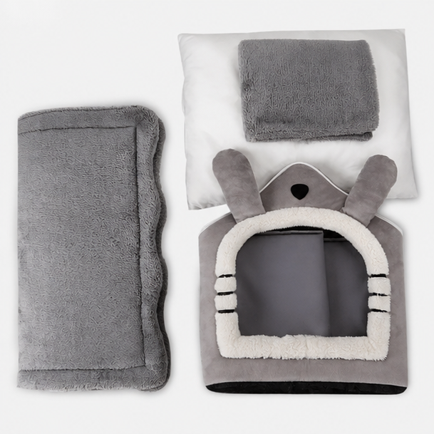 Novara Cozy Dog & Cat House Bed-Soft, Warm Pet Cave for Small Animals