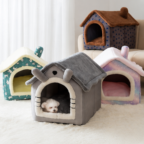 Novara Cozy Dog & Cat House Bed-Soft, Warm Pet Cave for Small Animals
