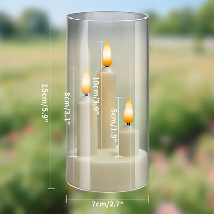 Royelle LED Flameless Candles in Smoked Glass Hurricane Lanterns - Set of 2