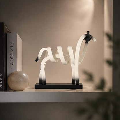 Royelle Modern Abstract Horse Sculpture Resin Decor - Ombre Artistic Figurine