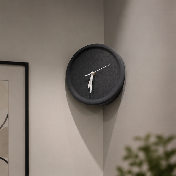 Royeva Modern Corner Wall Clock – Minimalist Geometric Design for Contemporary Homes