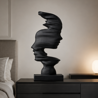 Novara Abstract Face Decor Sculpture-Modern Ceramic Art