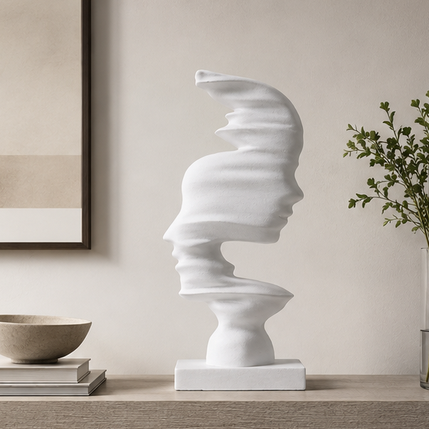 Novara Abstract Face Decor Sculpture-Modern Ceramic Art
