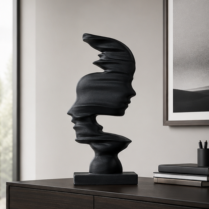 Novara Abstract Face Decor Sculpture-Modern Ceramic Art