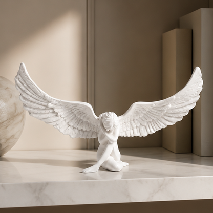 Novara Elegant Angel Statue Figurine-Modern Winged Sculpture Home Decor