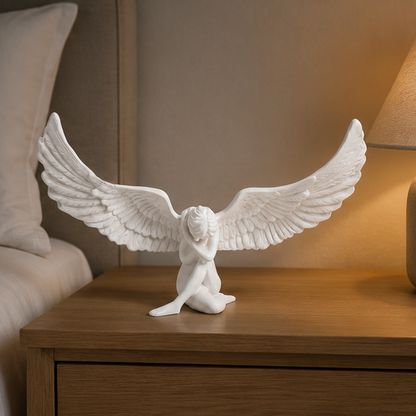 Novara Elegant Angel Statue Figurine-Modern Winged Sculpture Home Decor