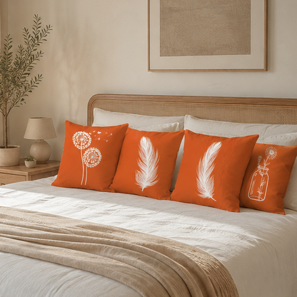 Novara Terracotta Boho Throw Pillow Covers Set of 4-Decorative Square Cushion Cases