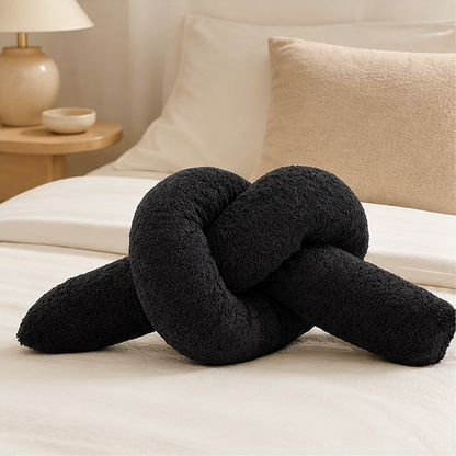 Novara Cream Knot Pillow-Trendy Decor Soft Sherpa Unique Throw Cushion