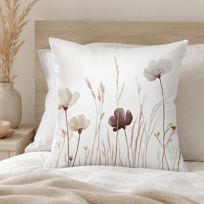 Royelle Watercolor Floral Throw Pillow Covers - Botanical Square Cushion Set