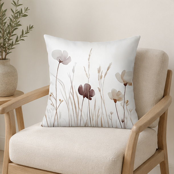 Royelle Watercolor Floral Throw Pillow Covers - Botanical Square Cushion Set