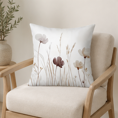 Royelle Watercolor Floral Throw Pillow Covers - Botanical Square Cushion Set