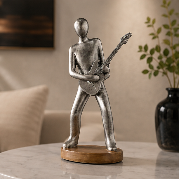 Novara Abstract Cellist Sculpture - Modern Resin Musician Figurine for Home Decor