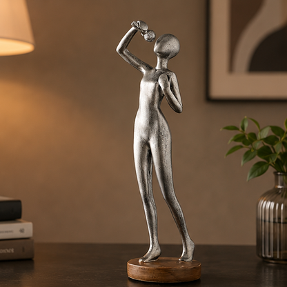 Novara Abstract Cellist Sculpture - Modern Resin Musician Figurine for Home Decor