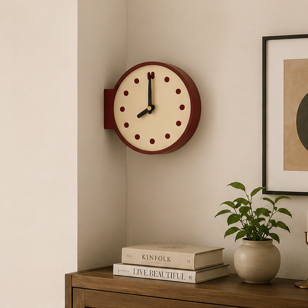 Novara Modern Double-Sided Corner Clock - Silent Minimalist Wall & Desk Timepiece