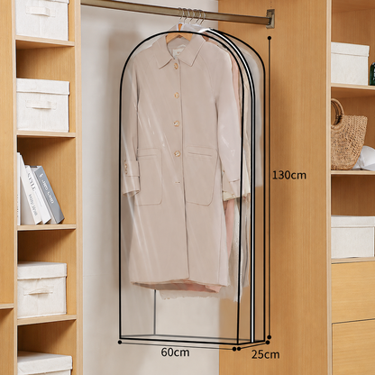 Royeva 6-Pack Clear Garment Bags with Side Zipper for Suits, Dresses, Coats & Storage