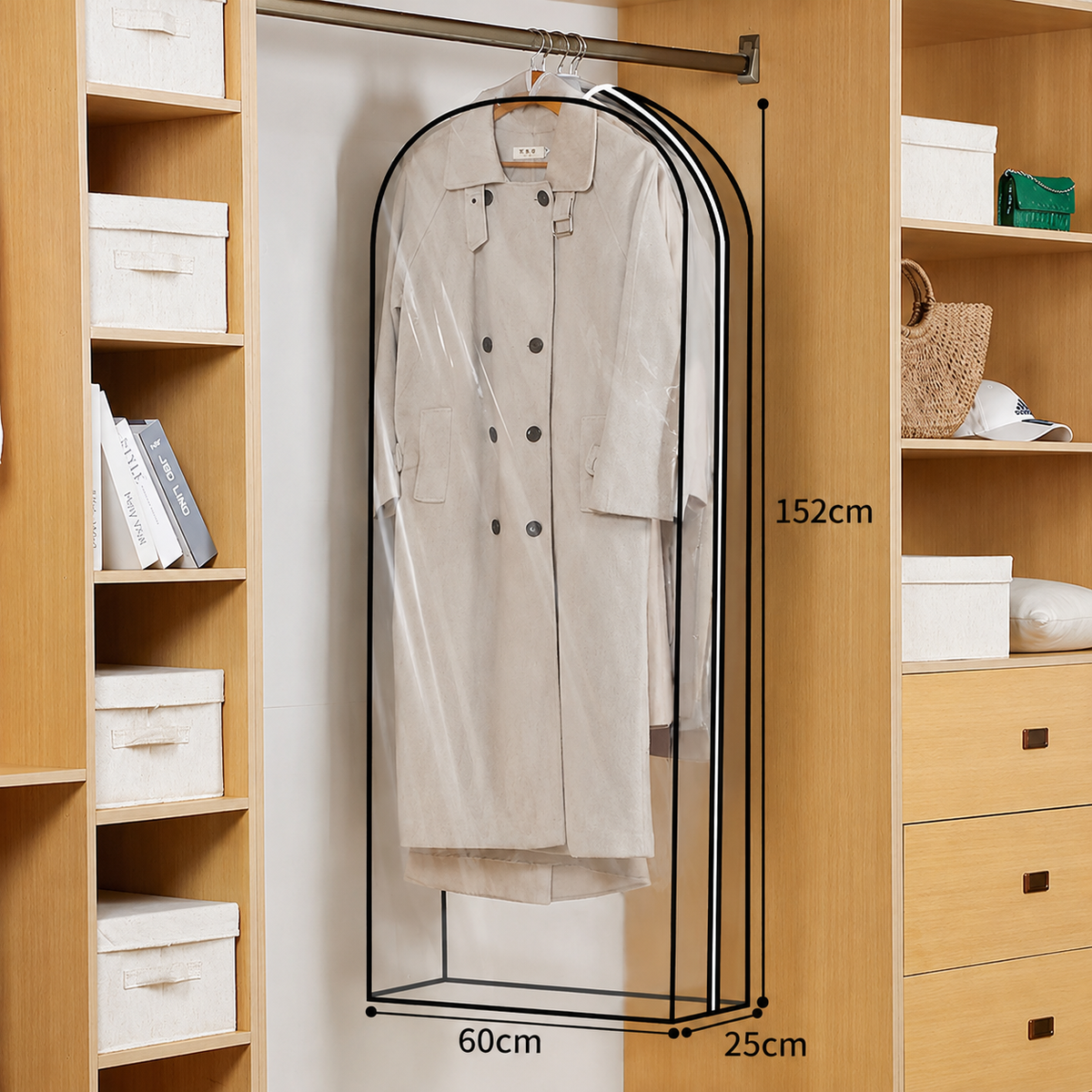 Royeva 6-Pack Clear Garment Bags with Side Zipper for Suits, Dresses, Coats & Storage
