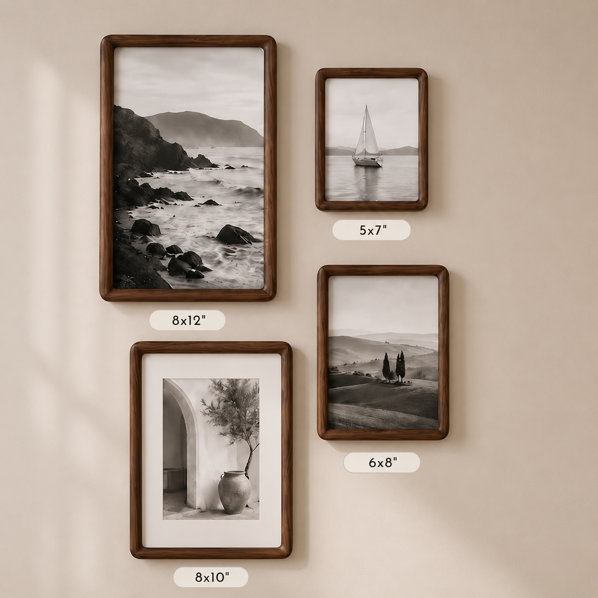 Eloria Wooden Picture Frame for Wedding & Portrait Photos - Multiple Sizes