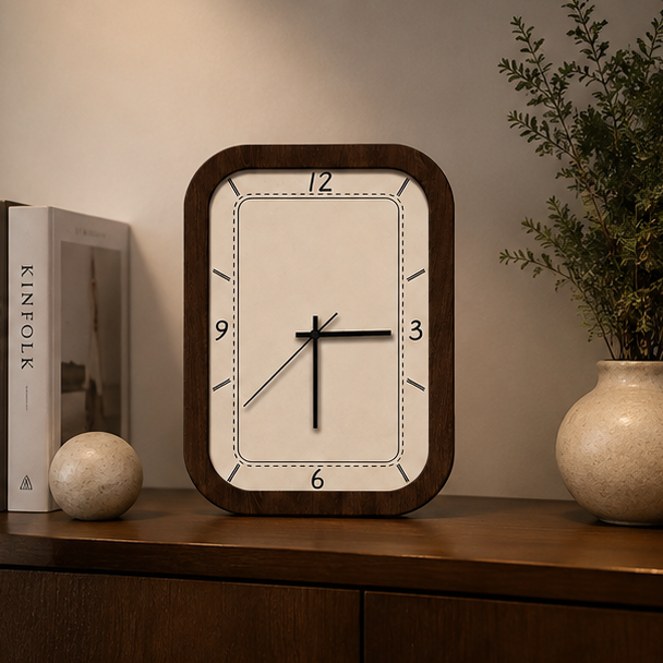 Novara Abstract Wood Wall Clock - Silent Non-Ticking Modern Decorative Timepiece