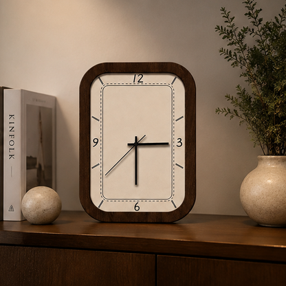 Novara Abstract Wood Wall Clock - Silent Non-Ticking Modern Decorative Timepiece