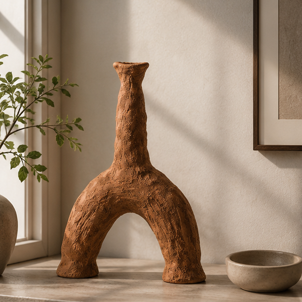 Eloria Abstract Ceramic Vase - Modern Sculptural Textured Pottery 31cm Tall