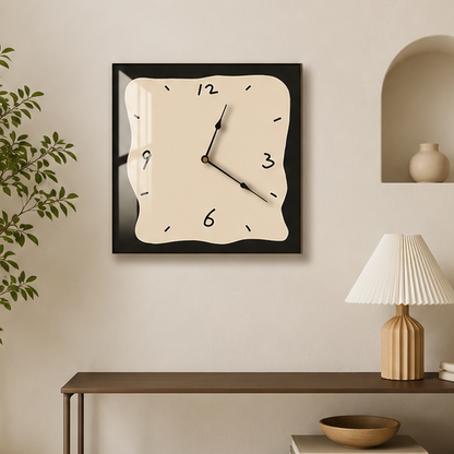 Novara Abstract Yellow Square Wall Clock - Silent Modern Art for Home Decor