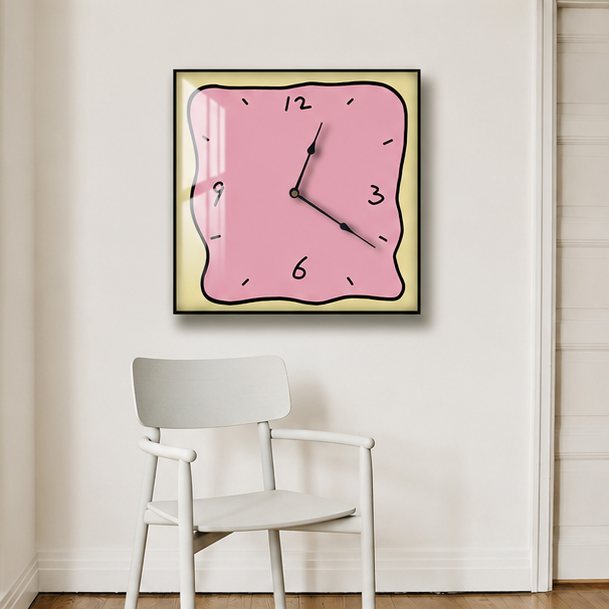 Novara Abstract Yellow Square Wall Clock - Silent Modern Art for Home Decor