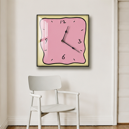 Novara Abstract Yellow Square Wall Clock - Silent Modern Art for Home Decor